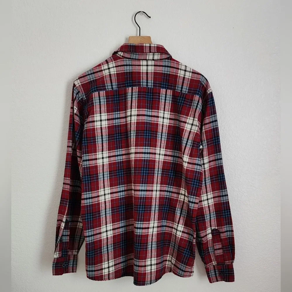 Wrangler Men's Plaid Burgundy Pearl Snap Flannel Shirt 2XL
